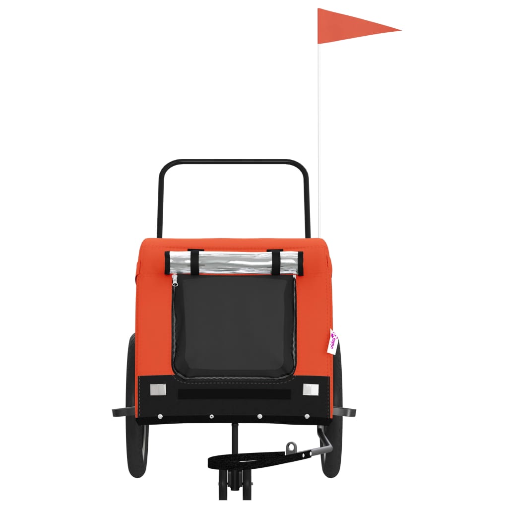 hundetrailer til cykel oxfordstof og jern orange og sort