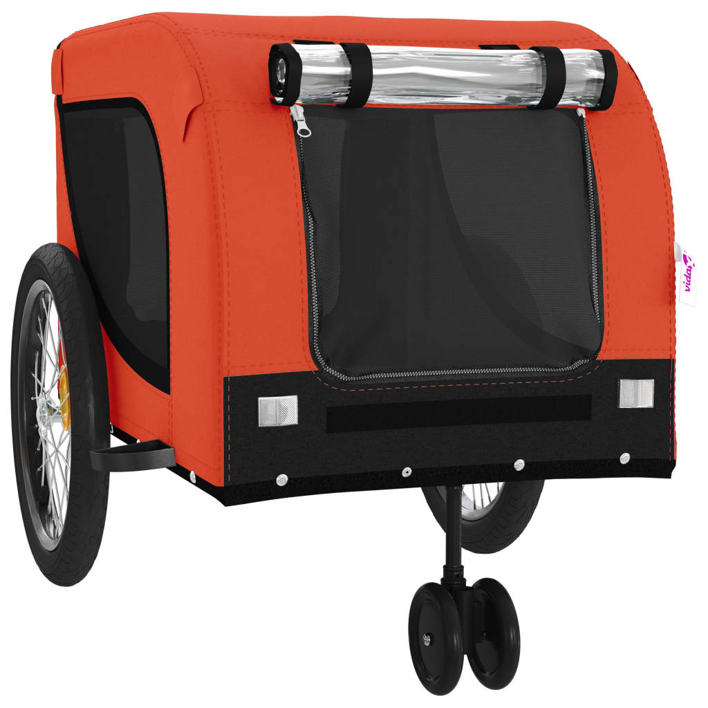 hundetrailer til cykel oxfordstof og jern orange og sort