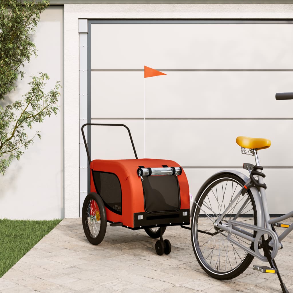 Hundetrailer Til Cykel Oxfordstof Og Jern Orange Og Sort - Vidaxl
