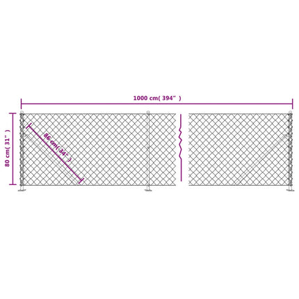 trådhegn med flange 0,8x10 m antracitgrå