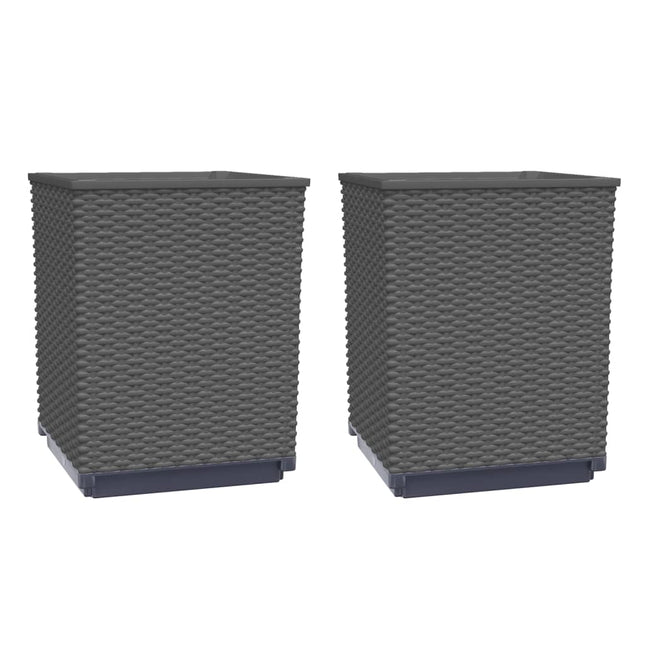 plantekasser 2 stk. 30x30x37 cm polypropylen sort