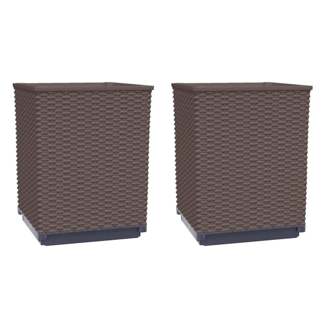 plantekasser 2 stk. 30x30x37 cm polypropylen brun