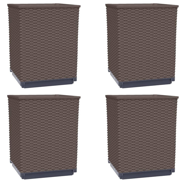 plantekasser 4 stk. 30x30x37 cm polypropylen brun