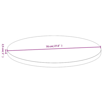 bordplade Ø70x2,5 cm bambus