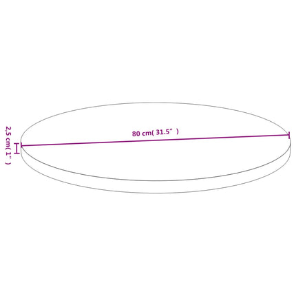 bordplade Ø80x2,5 cm bambus
