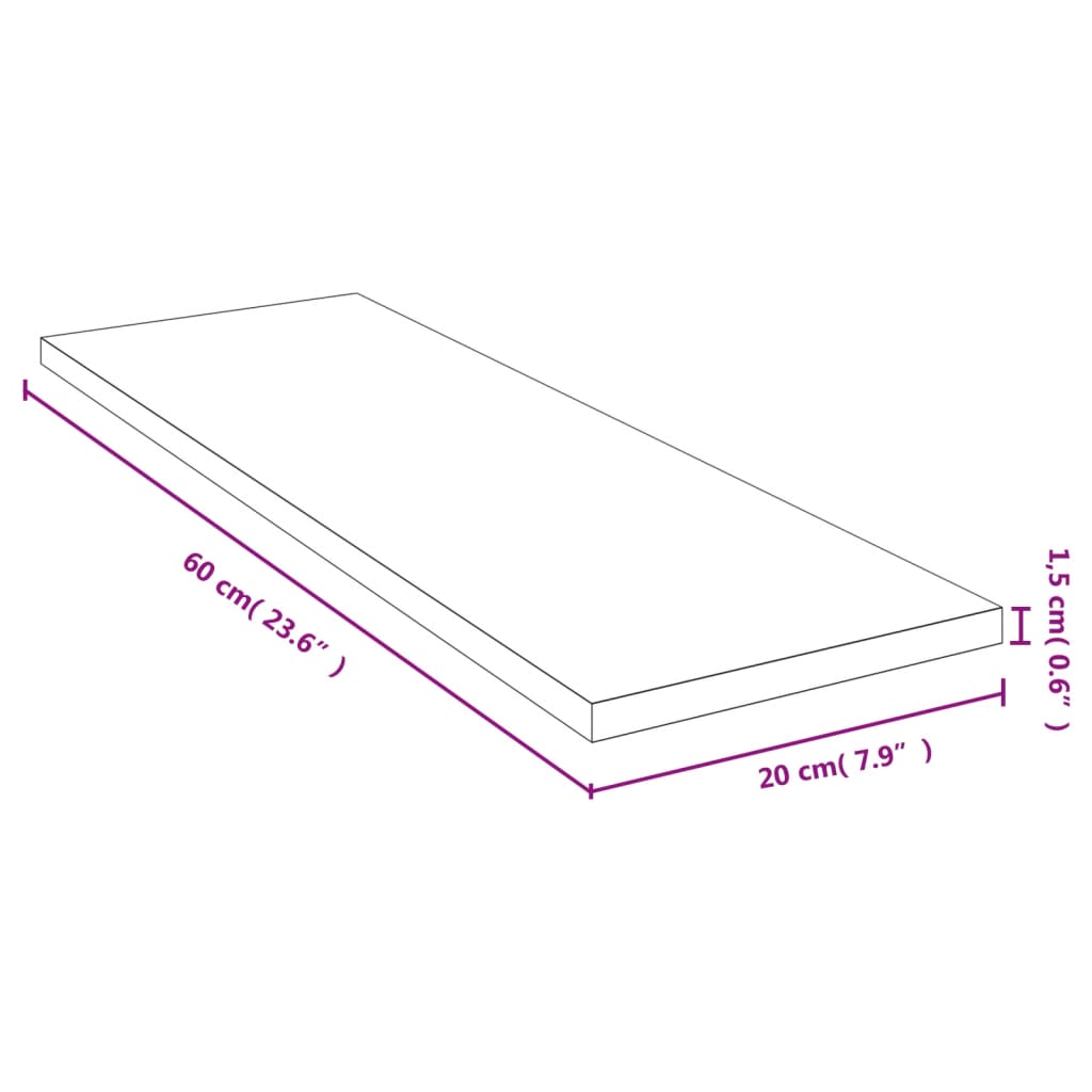 væghylde 60x20x1,5 cm bambus