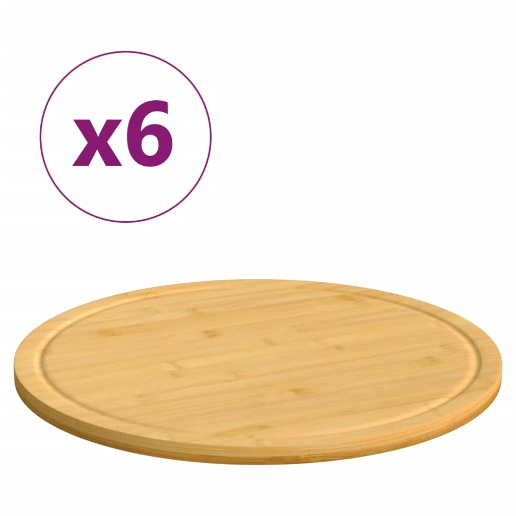 skærebrætter 6 stk. Ø30x1,5 cm bambus