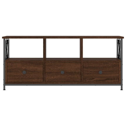 tv-bord 102x33x45 cm konstrueret træ og jern brun egetræsfarve