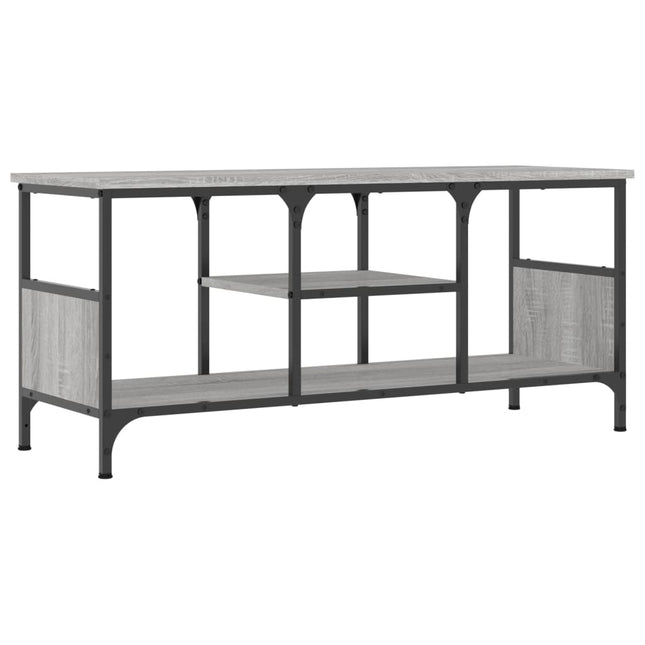 tv-bord 100x35x45 cm konstrueret træ og jern grå sonoma-eg