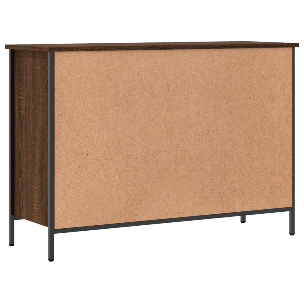 skoskab 100x35x70 cm konstrueret træ brun egetræ