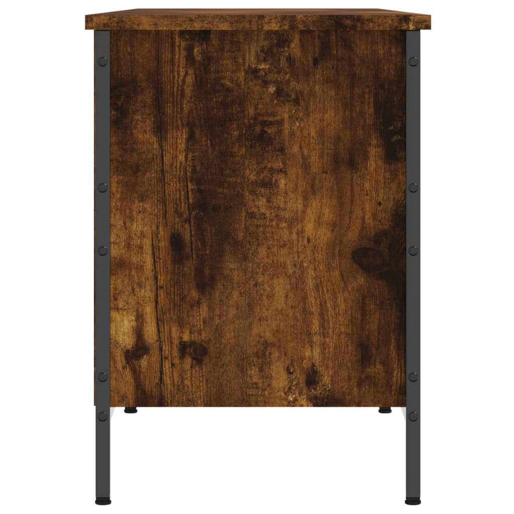 skoreol 131x35x50 cm konstrueret træ røget egetræsfarve