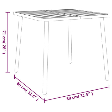 havebord 80x80x71 cm stål antracitgrå