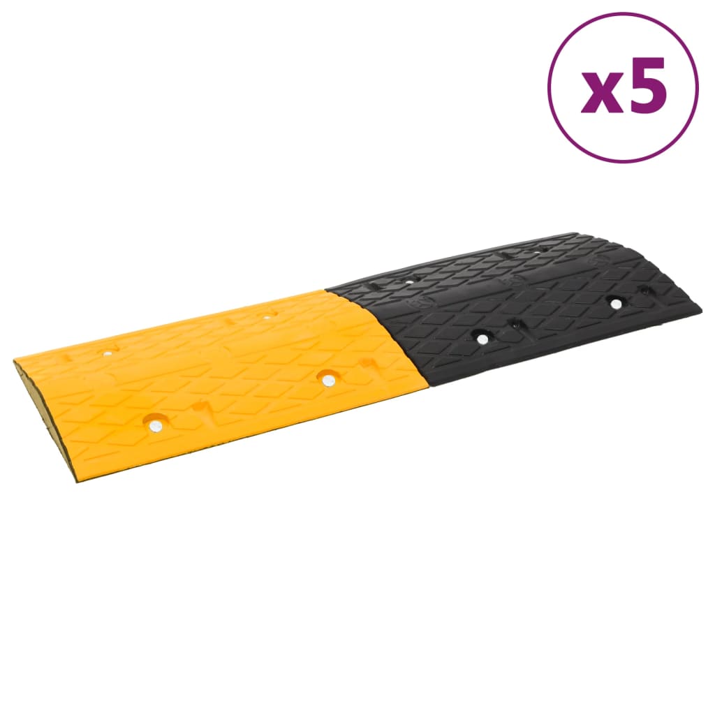 vejbump 5 stk. 97x32,5x4 cm gummi gul og sort