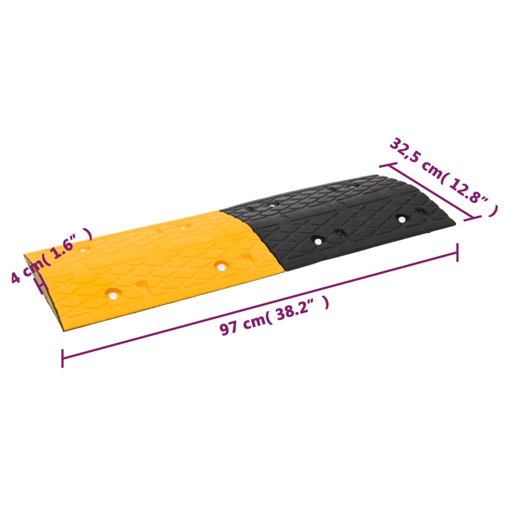 vejbump 5 stk. 97x32,5x4 cm gummi gul og sort