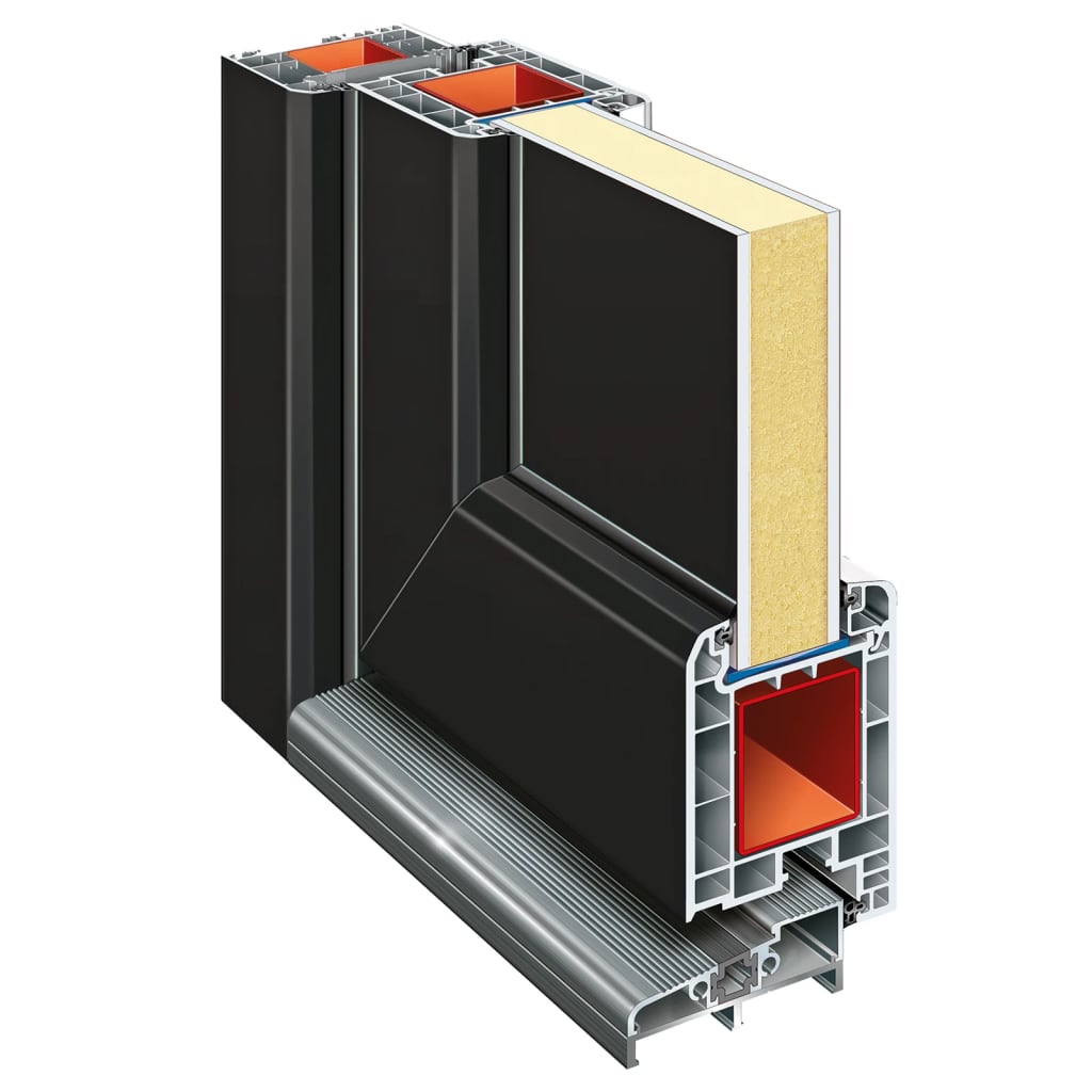 hoveddør 88x200 cm PVC antracitgrå