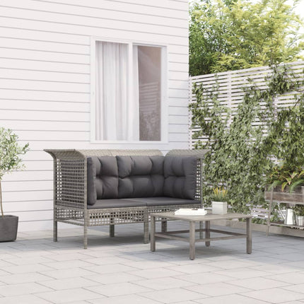 hjørnemoduler til havesofa 2 stk. med hynder polyrattan grå