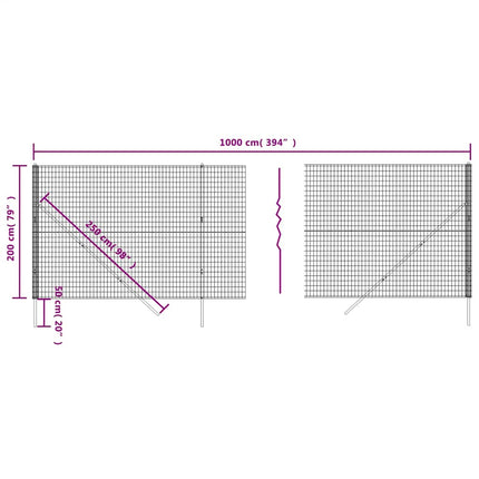 trådhegn 2x10 m galvaniseret stål grøn