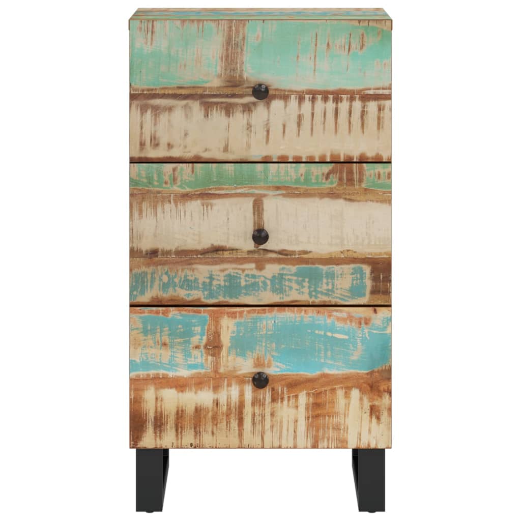 skænk med 3 skuffer 40x33,5x75 cm massivt genbrugstræ