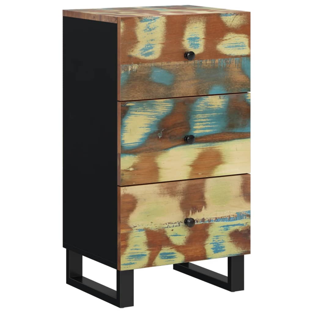 skænk med 3 skuffer 40x33,5x75 cm massivt genbrugstræ