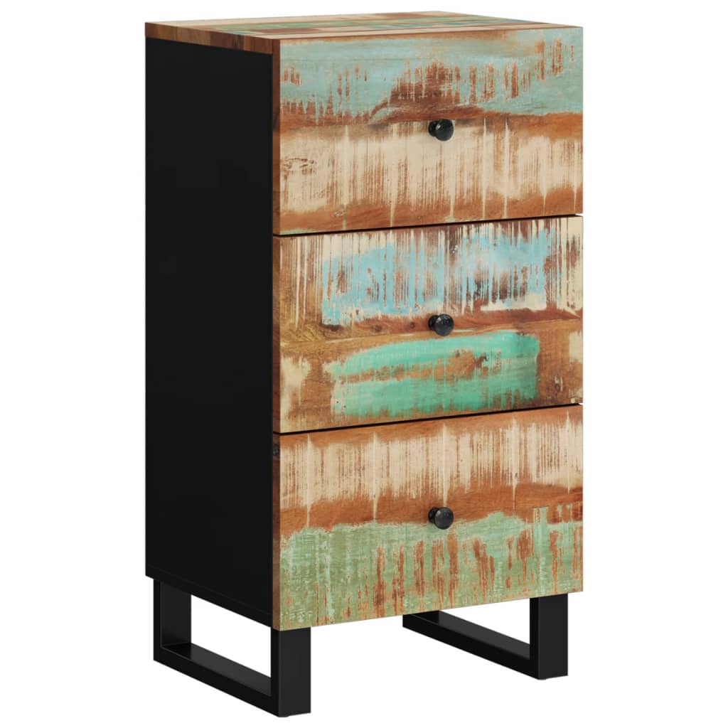 skænk med 3 skuffer 40x33,5x75 cm massivt genbrugstræ