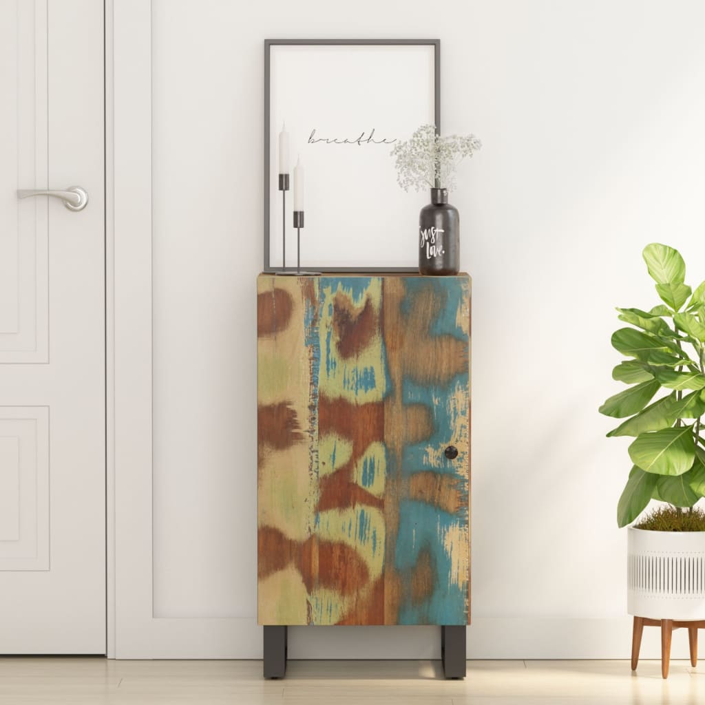 skænk med låge 40x31x75 cm massivt genbrugstræ