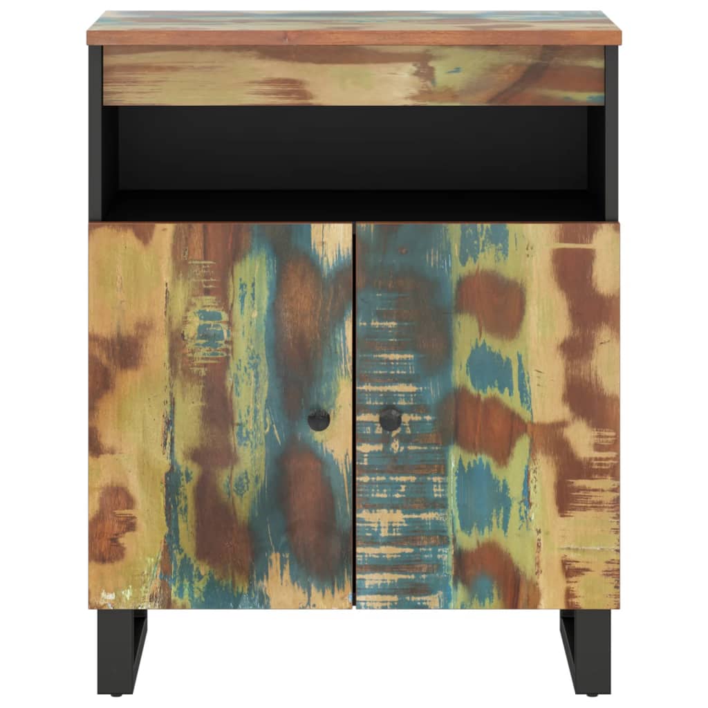 skænk med 2 låger 60x33x75 cm massivt genbrugstræ