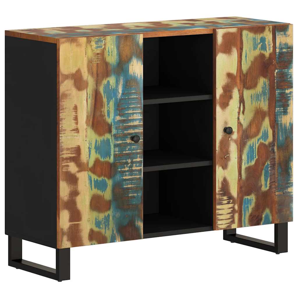 skænk med 2 låger 90x33x75 cm massivt genbrugstræ