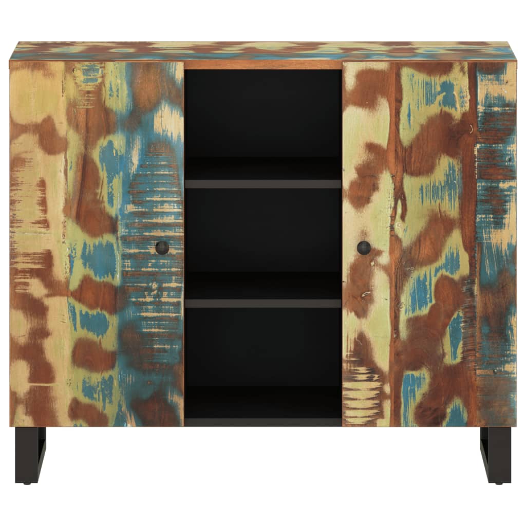 skænk med 2 låger 90x33x75 cm massivt genbrugstræ