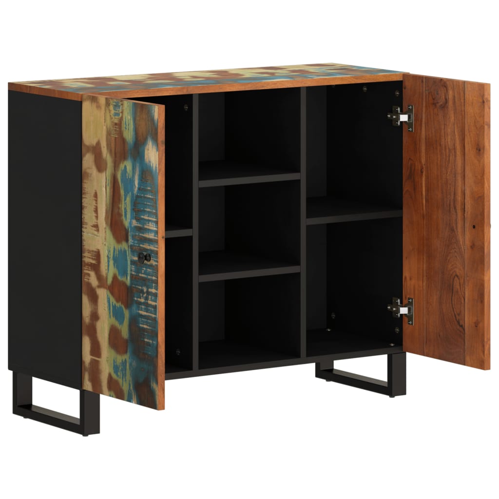 skænk med 2 låger 90x33x75 cm massivt genbrugstræ