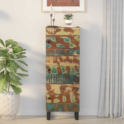 skab med 3 låger 40x33x110 cm massivt genbrugstræ og jern