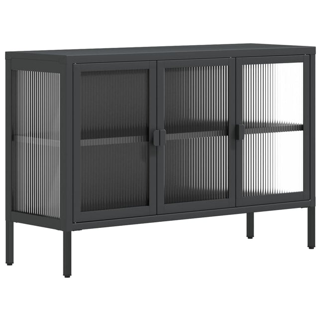 skænk 105x35x70 cm glas og stål sort