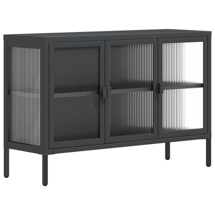 skænk 105x35x70 cm glas og stål sort