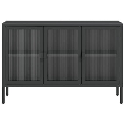 skænk 105x35x70 cm glas og stål sort
