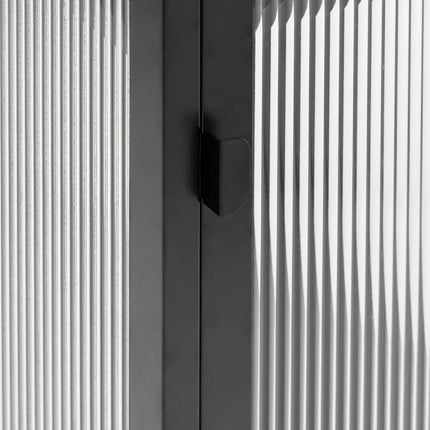 skænk 105x35x70 cm glas og stål sort