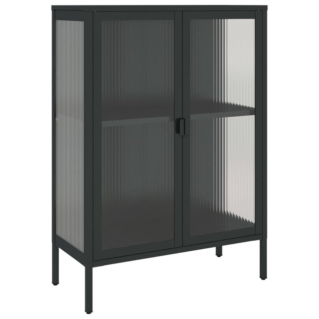 skænk 75x35x105 cm glas og stål sort