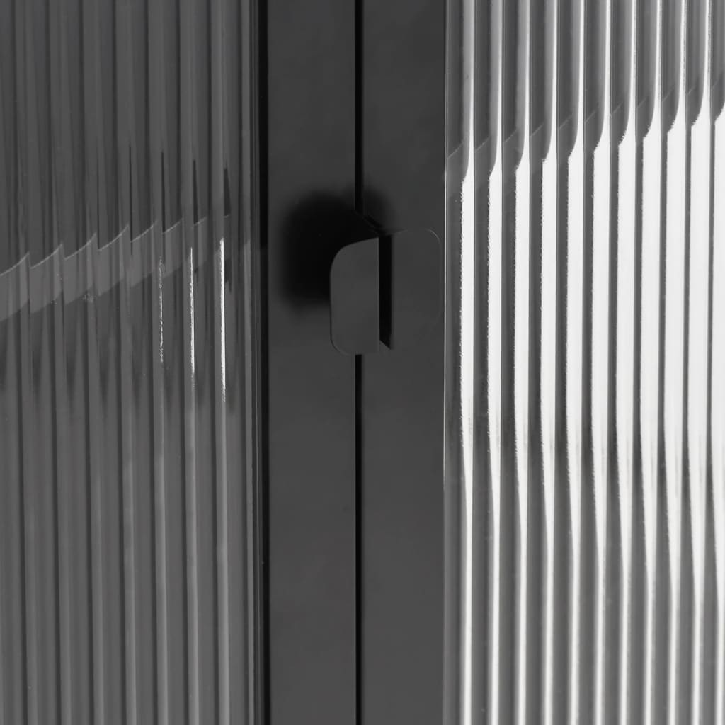 skænk 75x35x105 cm glas og stål sort