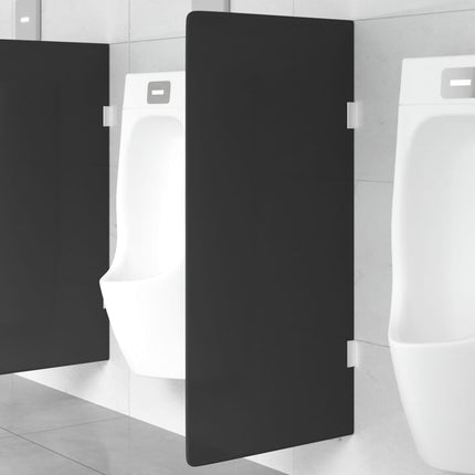 væghængt urinalafskærmning 90x40 cm hærdet glas sort