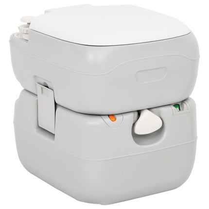 transportabelt campingtoilet 22+12 l HDPE grå og hvid