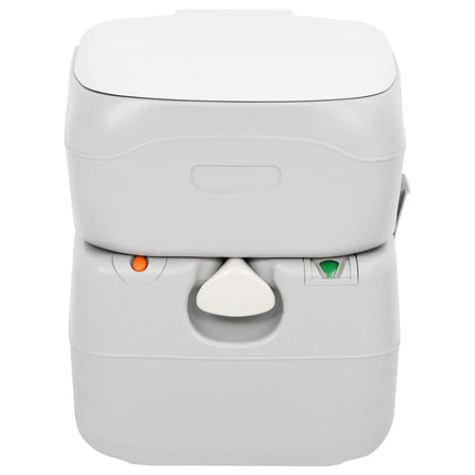 transportabelt campingtoilet 22+12 l HDPE grå og hvid