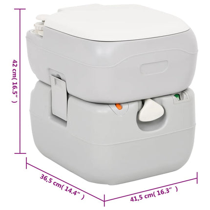 transportabelt campingtoilet 22+12 l HDPE grå og hvid