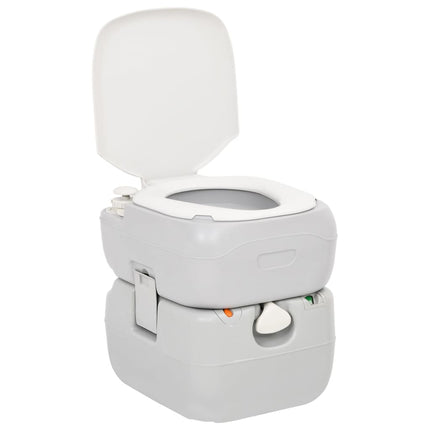transportabelt campingtoilet 22+12 l HDPE grå og hvid