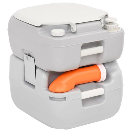 transportabelt campingtoilet 22+12 l HDPE grå og hvid