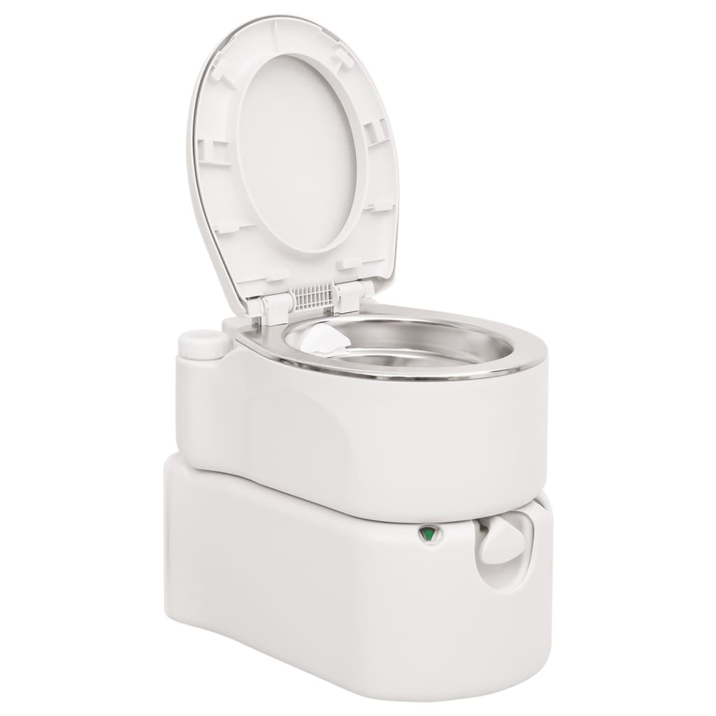 bærbart campingtoilet 24+17 l HDPE og stål hvid