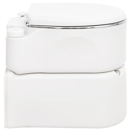 bærbart campingtoilet 24+17 l HDPE og stål hvid