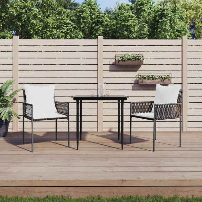 havestole med hynder 2 stk. 46x61x83 cm polyrattan brun