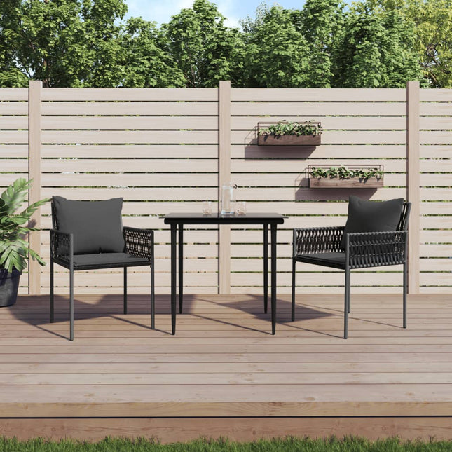 havestole med hynder 2 stk. 54x61x83 cm polyrattan sort