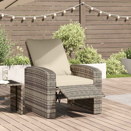 positionsstol med hynder polyrattan lysebrun