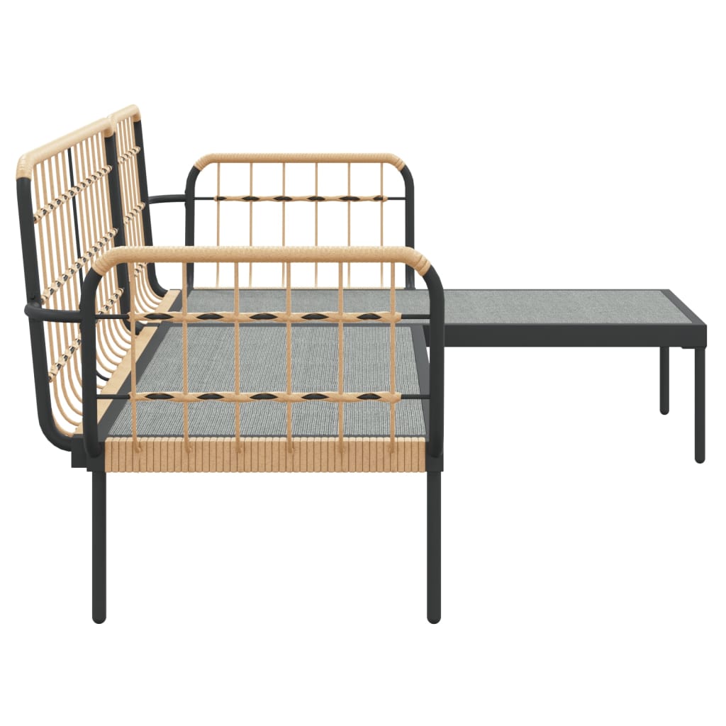 loungesæt til haven 3 dele med beige hynder polyrattan