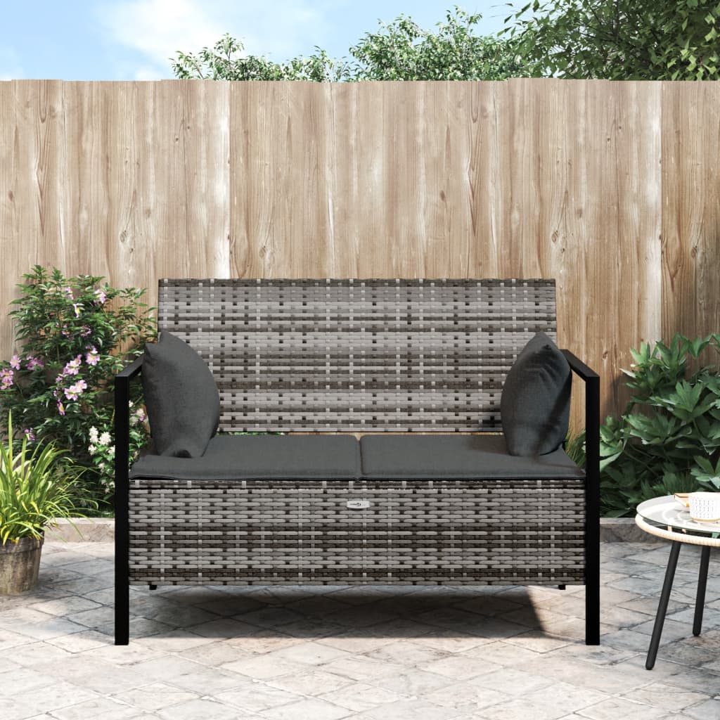 2-personers havebnk med hynder polyrattan gr