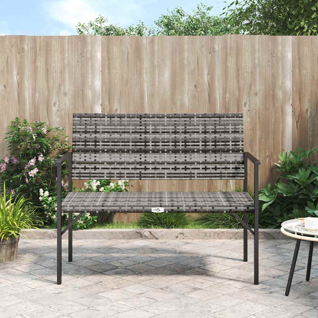 2-Personers Havebænk Med Hynde Polyrattan - Grå / Nej